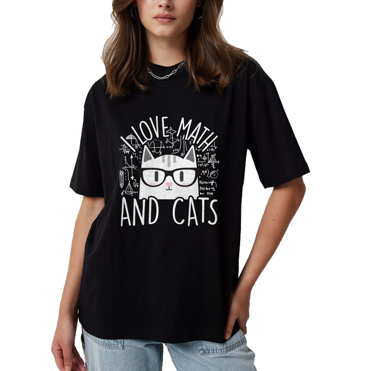 Cat Love Shirt, Funny Cat Lover Gift UnisexT-Shirt/Hoodie/Sweatshirt HLT00 - I Love Math and Cats Cute Kitty Cat Feline Lover Gift T-Shirt Small (1)