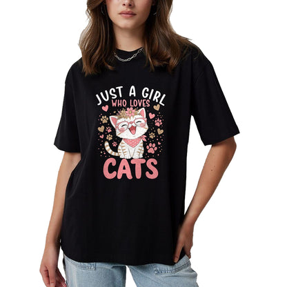 Cat Love Shirt, Funny Cat Lover Gift UnisexT-Shirt/Hoodie/Sweatshirt HLT00 - Just A Girl Who Loves Cats Cute Floral Animals Lover T-Shirt