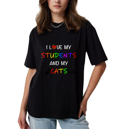 Cat Love Shirt, Funny Cat Lover Gift UnisexT-Shirt/Hoodie/Sweatshirt HLT00 - I Love My Students And My Cats Cute Teacher Cat T-Shirt