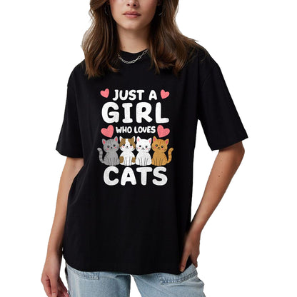 Cat Love Shirt, Funny Cat Lover Gift UnisexT-Shirt/Hoodie/Sweatshirt HLT00 - Cat Just A Girl Who Loves Cats T-Shirt (2)