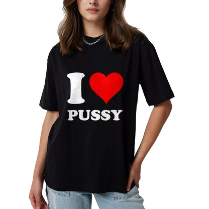 Cat Love Shirt, Funny Cat Lover Gift UnisexT-Shirt/Hoodie/Sweatshirt HLT00 - Red Heart I Love Pussy T-Shirt