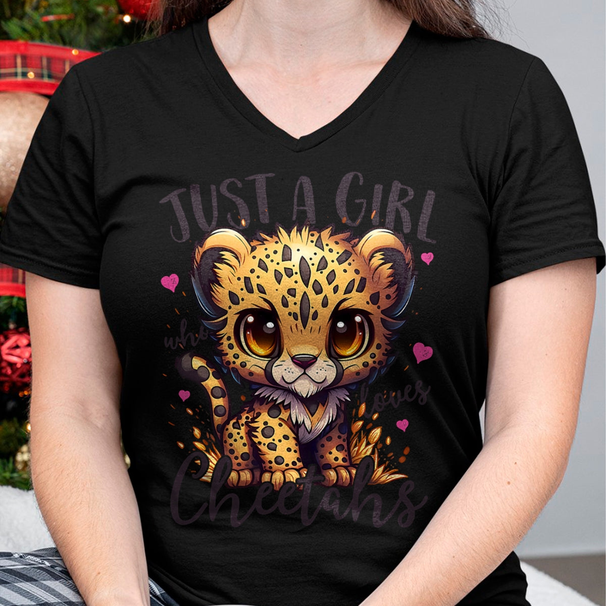 Cat Love Shirt, Funny Cat Lover Gift UnisexT-Shirt/Hoodie/Sweatshirt HLT00 - Just A Girl Who Loves Cheetahs Women Cheetah Cat Lover T-Shirt