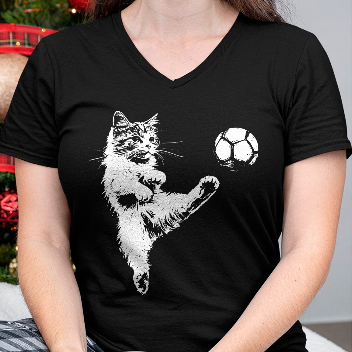 Cat Love Shirt, Funny Cat Lover Gift UnisexT-Shirt/Hoodie/Sweatshirt HLT00 - Funny Cat Soccer Ball Graphic Tee T-Shirt for Men Women Kids