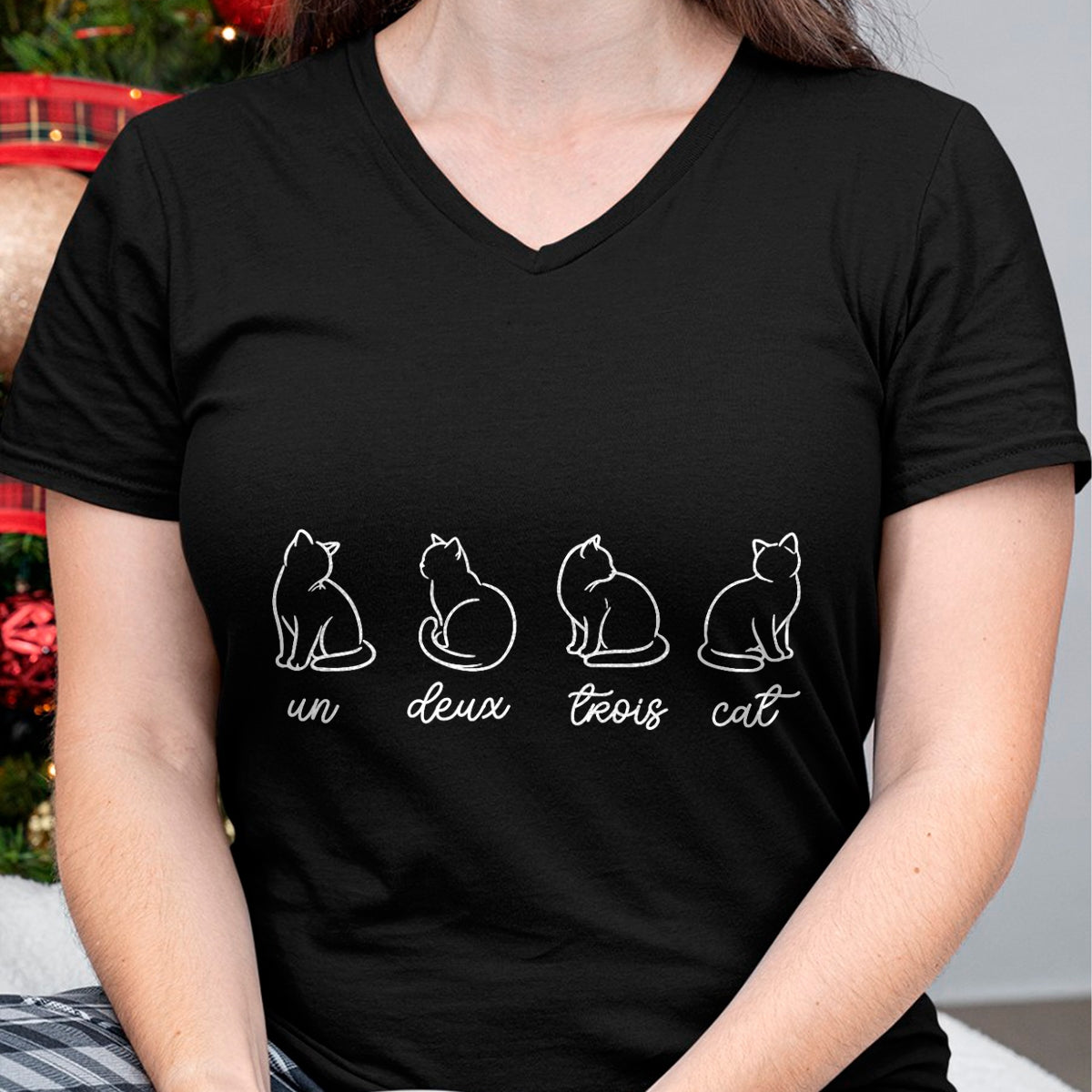 Cat Love Shirt, Funny Cat Lover Gift UnisexT-Shirt/Hoodie/Sweatshirt HLT00 - French Un Deux Trois Cat, Counting, Minimalist, Cat Lover T-Shirt (2)