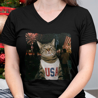 Cat Love Shirt, Funny Cat Lover Gift UnisexT-Shirt/Hoodie/Sweatshirt HLT00 - July 4th Patriotic Cat Smoking Cigarette 250 Years Cat Lover T-Shirt