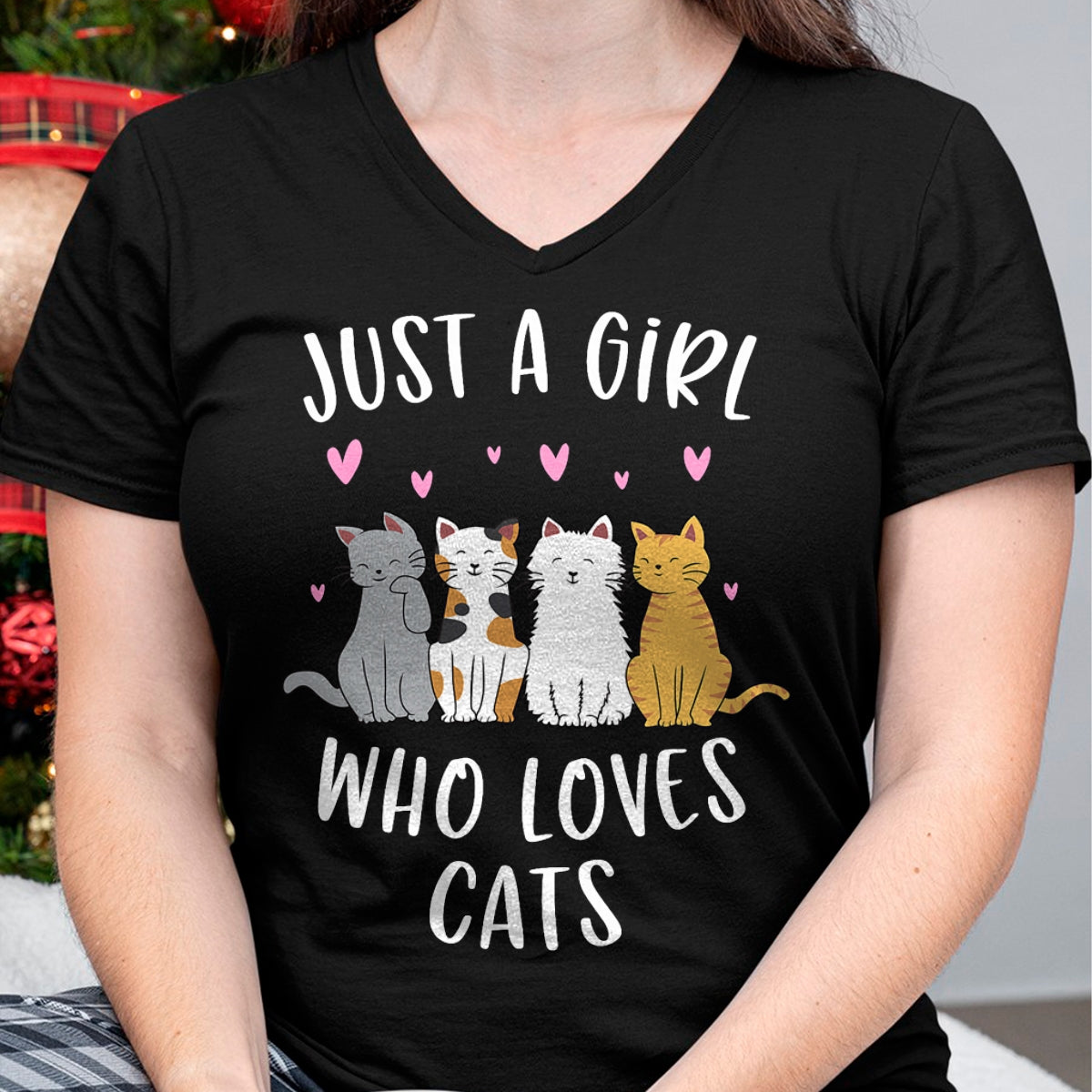 Cat Love Shirt, Funny Cat Lover Gift UnisexT-Shirt/Hoodie/Sweatshirt HLT00 - Just A Girl Who Loves Cats Cute Cat Lover T-Shirt Small (1)