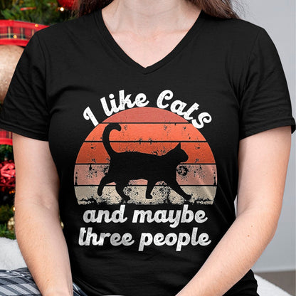 Cat Love Shirt, Funny Cat Lover Gift UnisexT-Shirt/Hoodie/Sweatshirt HLT00 - I Like Cats and Maybe 3 People T-Shirt, Men, Black, 3X-Large (1)