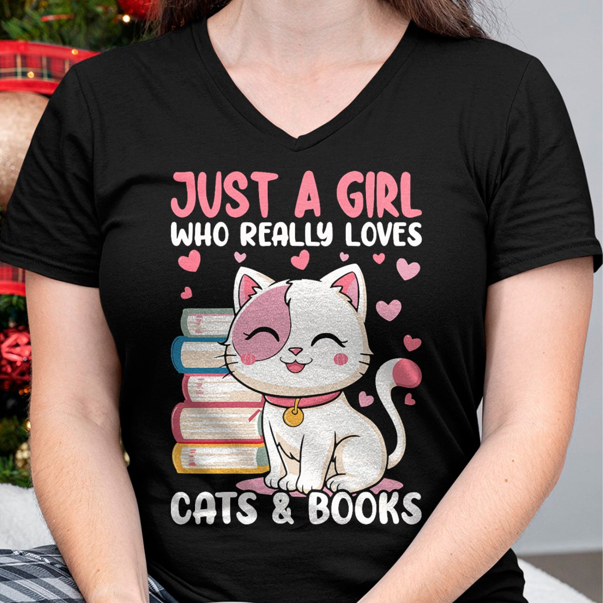 Cat Love Shirt, Funny Cat Lover Gift UnisexT-Shirt/Hoodie/Sweatshirt HLT00 - Girl Who Loves Cats and Books Cute T-Shirt