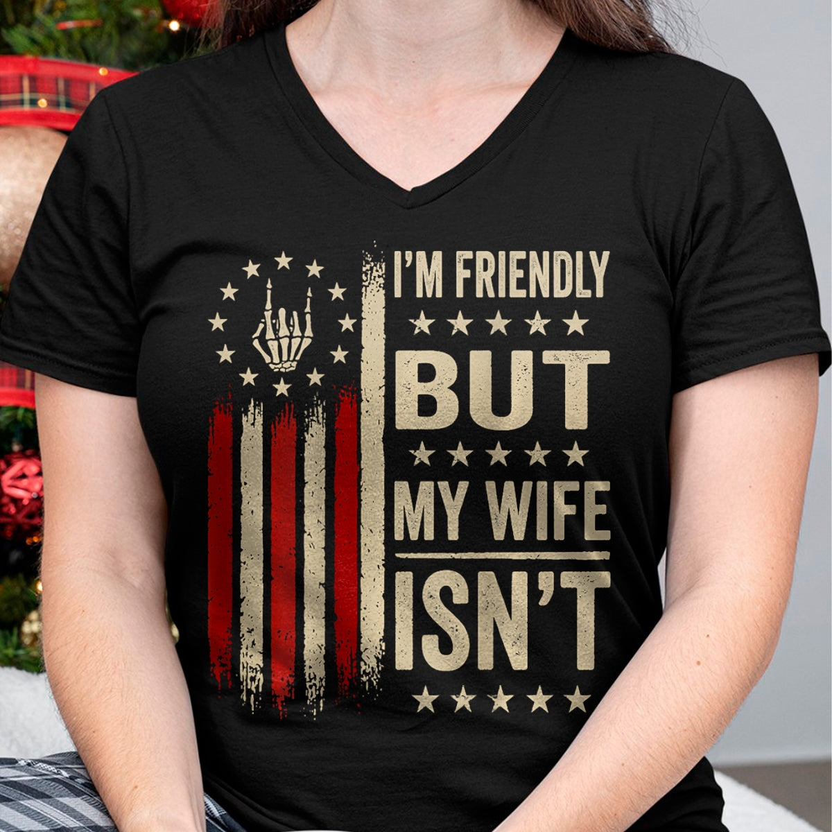 Best Husband Shirt, Wife and Husband Unisex T-Shirt/Hoodie/Sweatshirt HLT00 - (On Back) I_m Friendly But My Wife Isn_t Funny Wife Husband T-Shirt