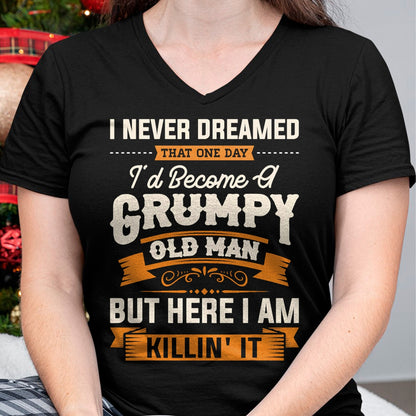 Best Husband Shirt, Wife and Husband Unisex T-Shirt/Hoodie/Sweatshirt HLT00 - Mens I Never Dreamed That I_d Become A Grumpy Old Man Grandpa Short Sleeve T-Shirt