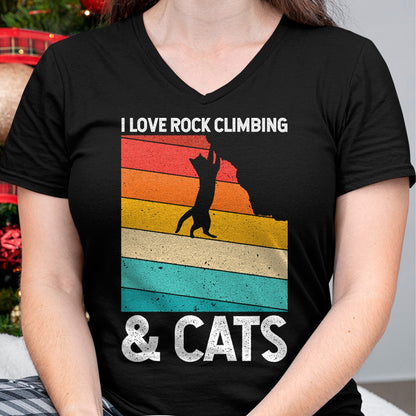 Cat Love Shirt, Funny Cat Lover Gift UnisexT-Shirt/Hoodie/Sweatshirt HLT00 - I Love Rock Climbing & Cats Cute Kitty Cat Lover Gift T-Shirt