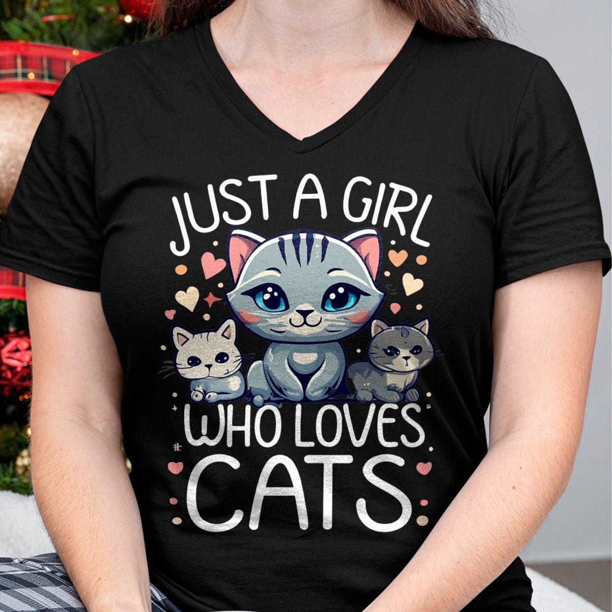 Cat Love Shirt, Funny Cat Lover Gift UnisexT-Shirt/Hoodie/Sweatshirt HLT00 - Just a Girl who Loves Cats Cute Cat Lover T-Shirt