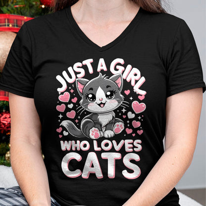 Cat Love Shirt, Funny Cat Lover Gift UnisexT-Shirt/Hoodie/Sweatshirt HLT00 - Just A Girl Who Loves Cats Cute Cat T-Shirt (1)