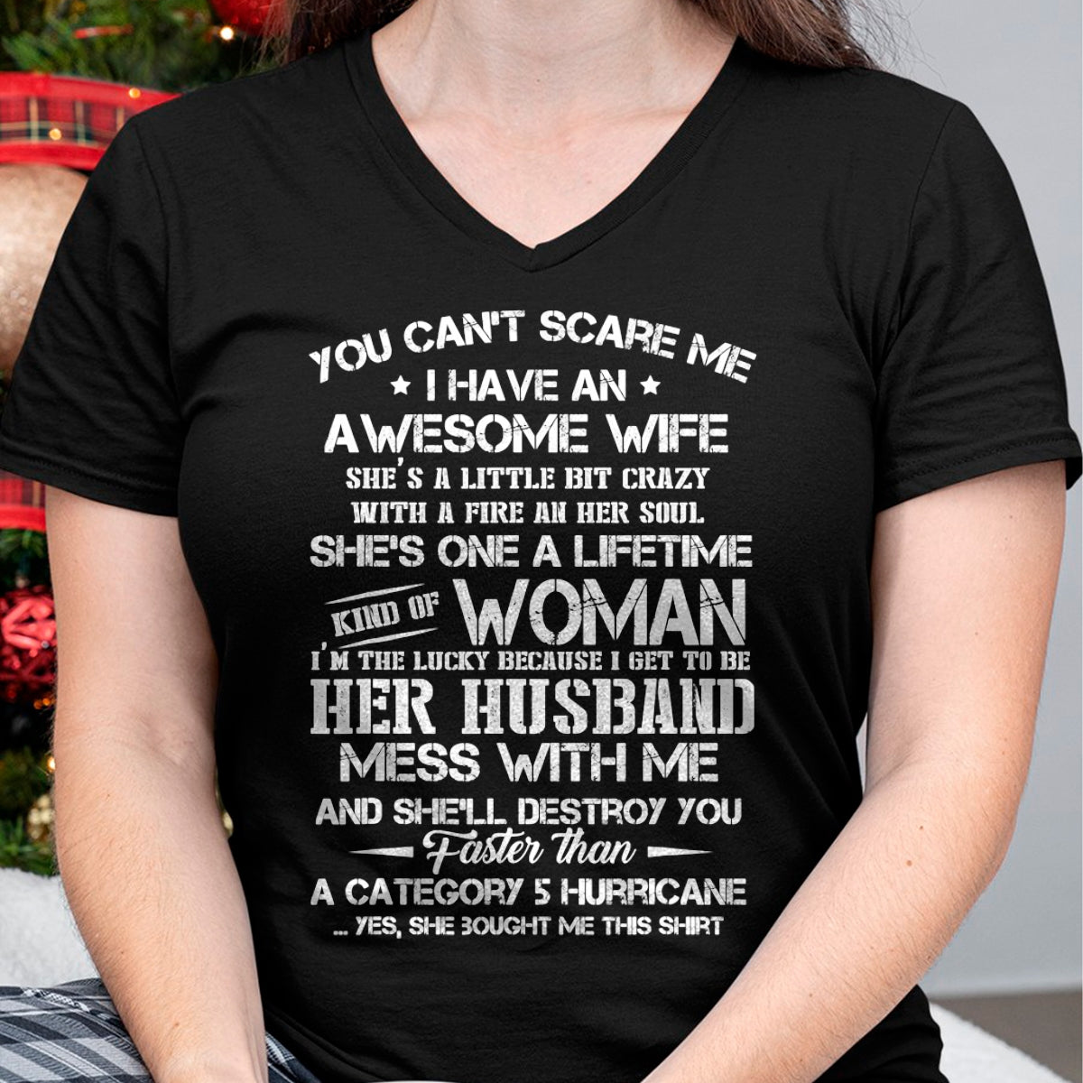 Best Husband Shirt, Wife and Husband Unisex T-Shirt/Hoodie/Sweatshirt HLT00 - You can’t scare me i have an awesome wife T-Shirt