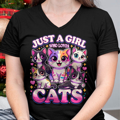 Cat Love Shirt, Funny Cat Lover Gift UnisexT-Shirt/Hoodie/Sweatshirt HLT00 - Cat Just a Girl Who Loves Cats T-Shirt