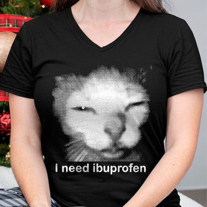 Cat Love Shirt, Funny Cat Lover Gift UnisexT-Shirt/Hoodie/Sweatshirt HLT00 - I Need Ibuprofen Funny Vintage Graphic Cat Meme T-Shirt