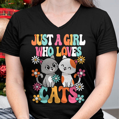 Cat Love Shirt, Funny Cat Lover Gift UnisexT-Shirt/Hoodie/Sweatshirt HLT00 - Just A Girl Who Loves Cats Cute Cat Lover Kitten Girls Kids T-Shirt (1)