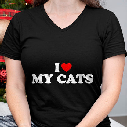 Cat Love Shirt, Funny Cat Lover Gift UnisexT-Shirt/Hoodie/Sweatshirt HLT00 - I Love My Cats T-Shirt, Women, Black, X-Small