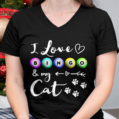 Cat Love Shirt, Funny Cat Lover Gift UnisexT-Shirt/Hoodie/Sweatshirt HLT00 - Bingo Shirt for Women, I Love Bingo and my Cat Bingo gift T-Shirt