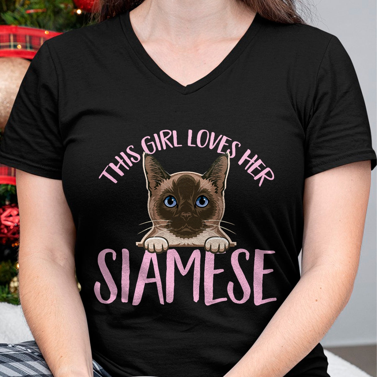 Cat Love Shirt, Funny Cat Lover Gift UnisexT-Shirt/Hoodie/Sweatshirt HLT00 - Siamese Cat This Girl Loves Her Siamese Cat T-Shirt
