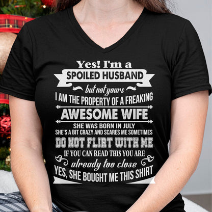 Best Husband Shirt, Wife and Husband Unisex T-Shirt/Hoodie/Sweatshirt HLT00 - Yes I_m A Spoiled Husband Of A July Wife T-Shirts