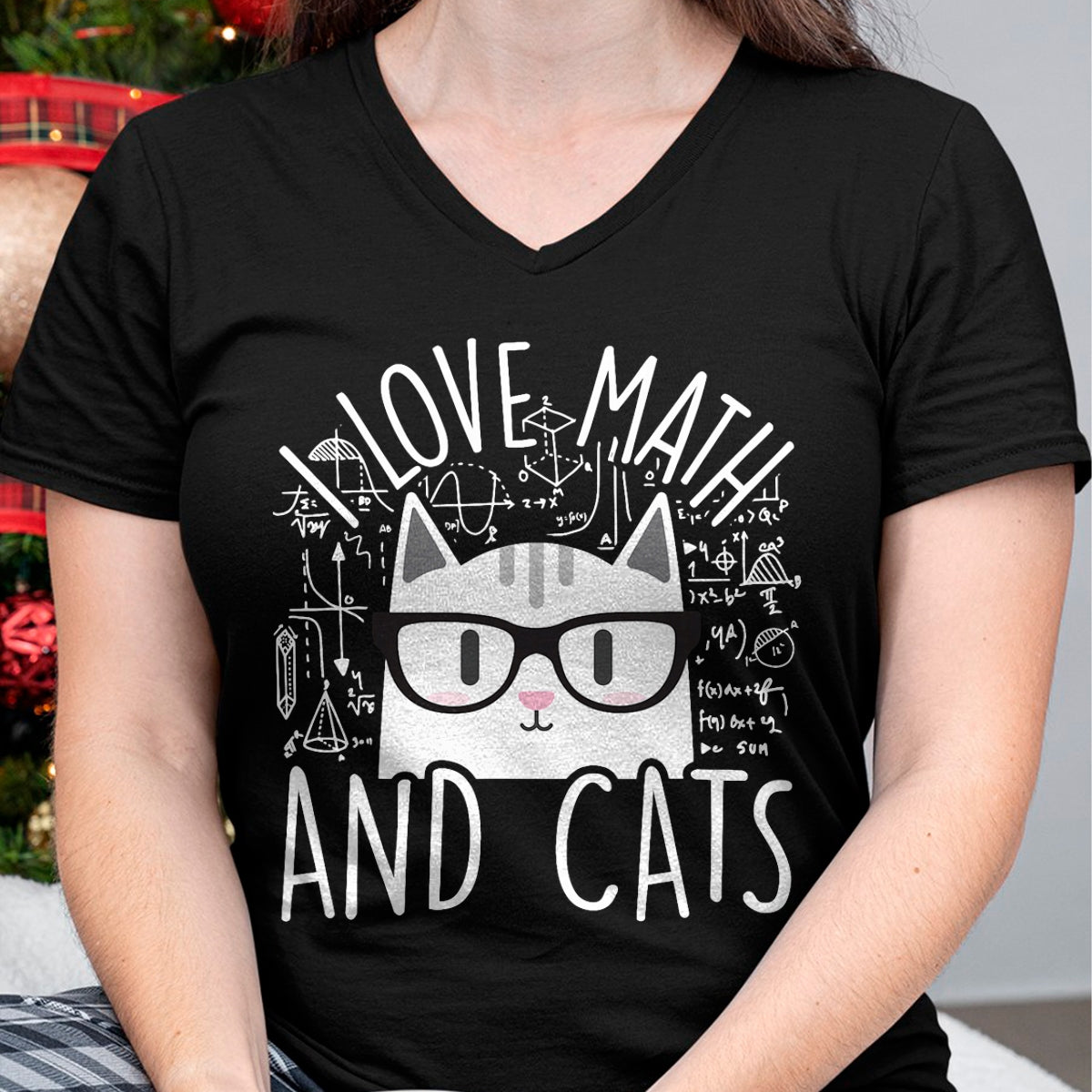 Cat Love Shirt, Funny Cat Lover Gift UnisexT-Shirt/Hoodie/Sweatshirt HLT00 - I Love Math and Cats Cute Kitty Cat Feline Lover Gift T-Shirt Small