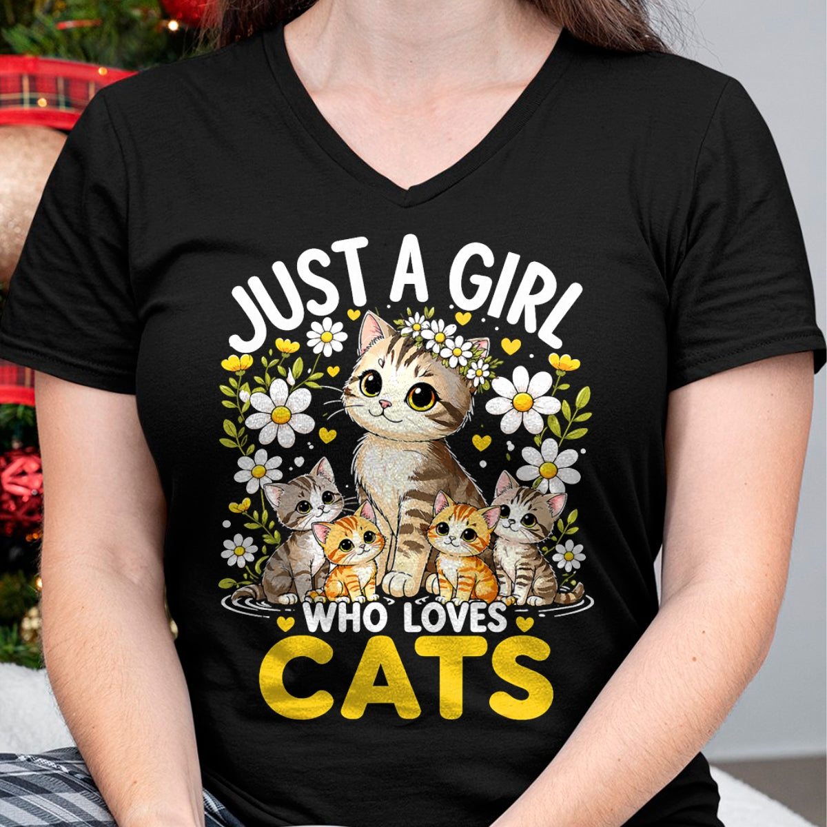 Cat Love Shirt, Funny Cat Lover Gift UnisexT-Shirt/Hoodie/Sweatshirt HLT00 - Cute Cat Lover Just A Girl Who Loves Cats T-Shirt (1)