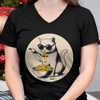 Cat Love Shirt, Funny Cat Lover Gift UnisexT-Shirt/Hoodie/Sweatshirt HLT00 - Cat Eating Mac and Cheese Men Women Girls Kids T-Shirt