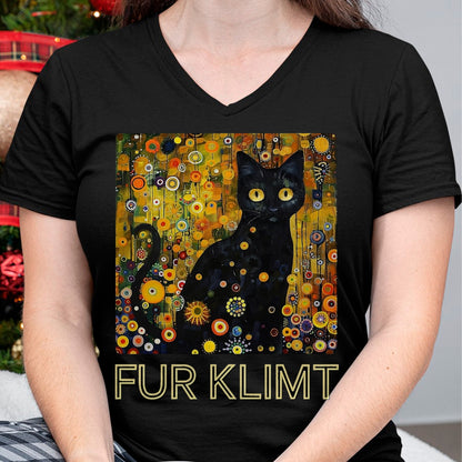Cat Love Shirt, Funny Cat Lover Gift UnisexT-Shirt/Hoodie/Sweatshirt HLT00 - Black Cat in Klimt Painting, Cat Lover, Artist Art Student T-Shirt, Men, Black, 3X-Large