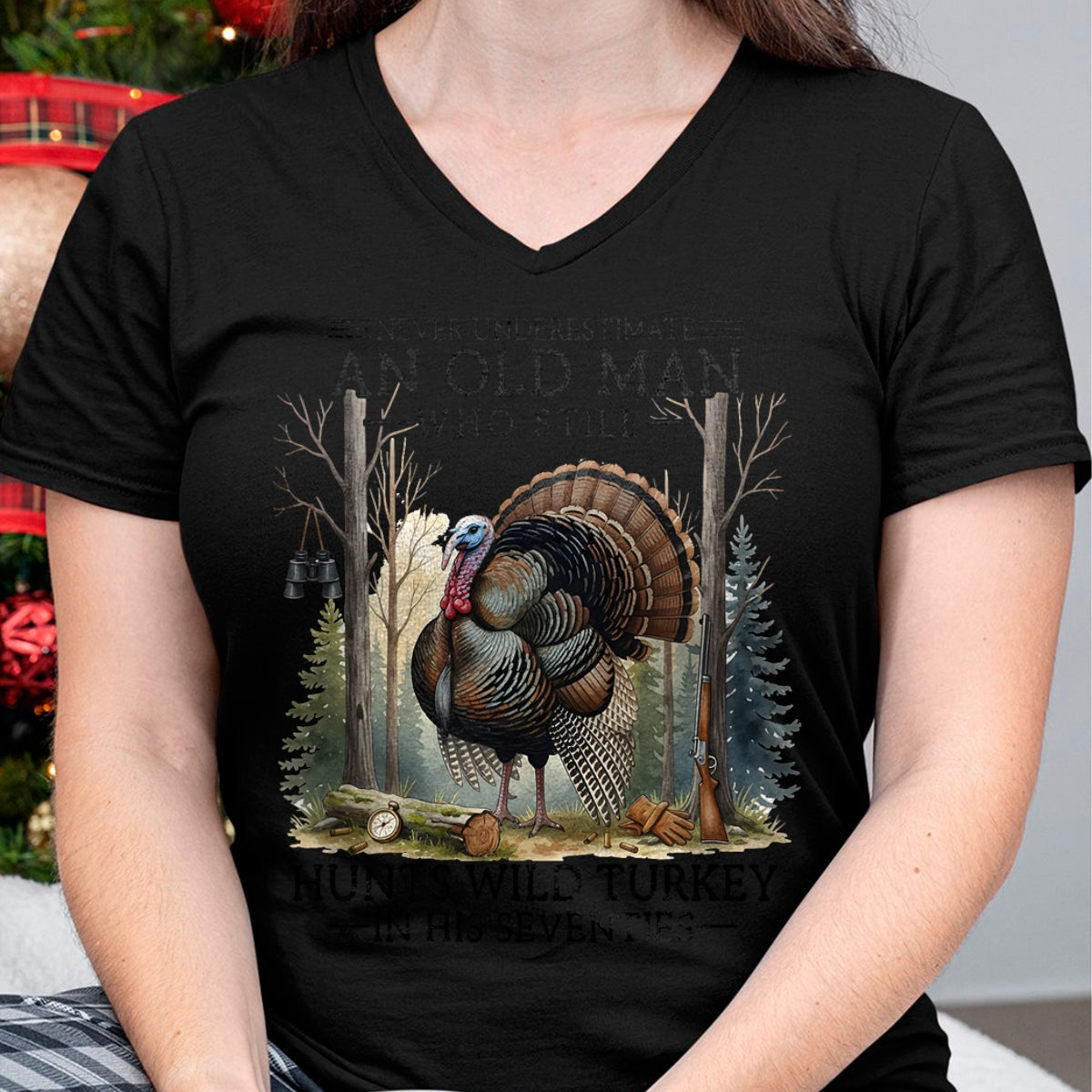 Cat Love Shirt, Funny Cat Lover Gift UnisexT-Shirt/Hoodie/Sweatshirt HLT00 - an Old Man Still Hunting Wild Turkey in 70s T-Shirt