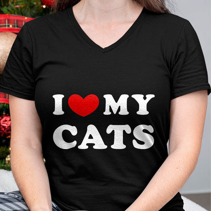 Cat Love Shirt, Funny Cat Lover Gift UnisexT-Shirt/Hoodie/Sweatshirt HLT00 - I Love My Cats, I Heart My Cats T-Shirt, Men, Black, 3X-Large