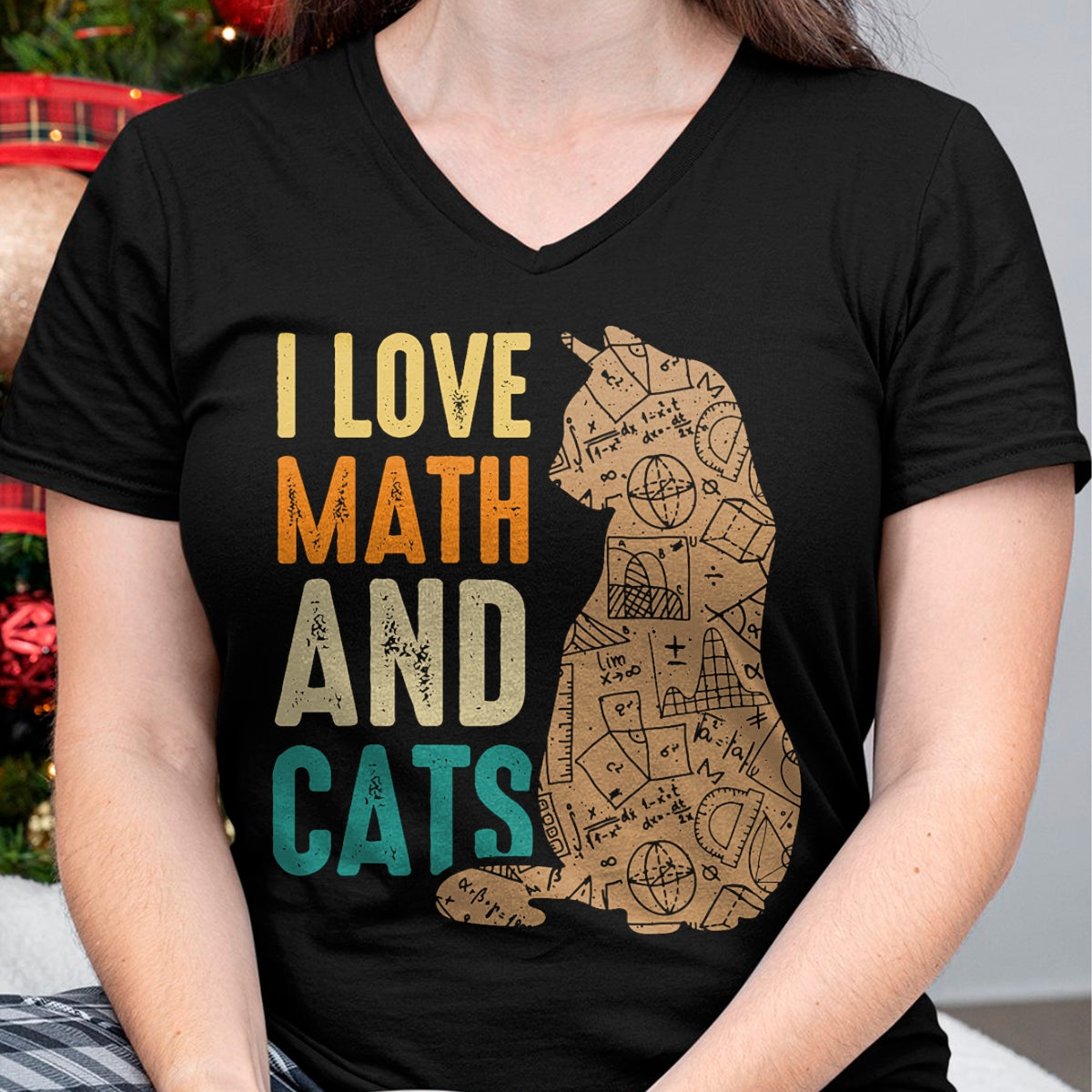 Cat Love Shirt, Funny Cat Lover Gift UnisexT-Shirt/Hoodie/Sweatshirt HLT00 - I Love Math And Cats Funny Cat Lover Math Teacher T-Shirt (1)