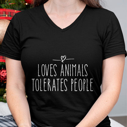 Cat Love Shirt, Funny Cat Lover Gift UnisexT-Shirt/Hoodie/Sweatshirt HLT00 - loves animals tolerates people quote Cat Lover & Dog Love T-Shirt (1)