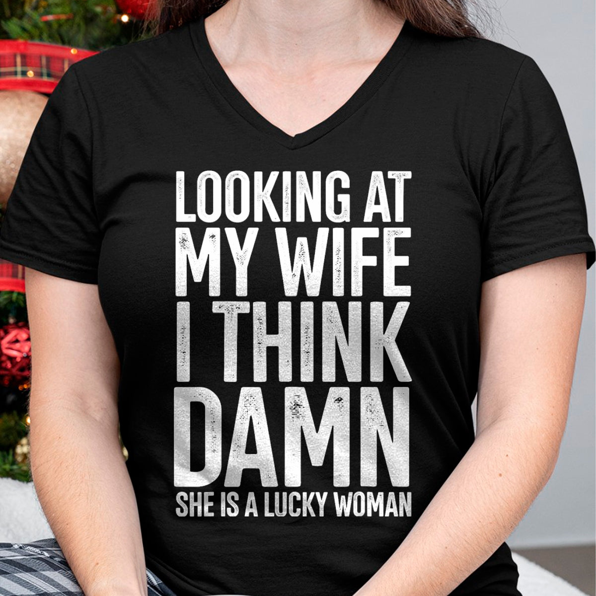Best Husband Shirt, Wife and Husband Unisex T-Shirt/Hoodie/Sweatshirt HLT00 - My Wife Is A Lucky Woman Wife Themed Gift Husbands Gift T-Shirt