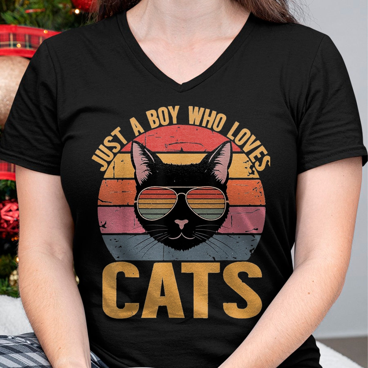Cat Love Shirt, Funny Cat Lover Gift UnisexT-Shirt/Hoodie/Sweatshirt HLT00 - Just A Boy Who Loves Cats Retro Cat Lover Boys Kids T-Shirt, Youth, Purple Heather, Small