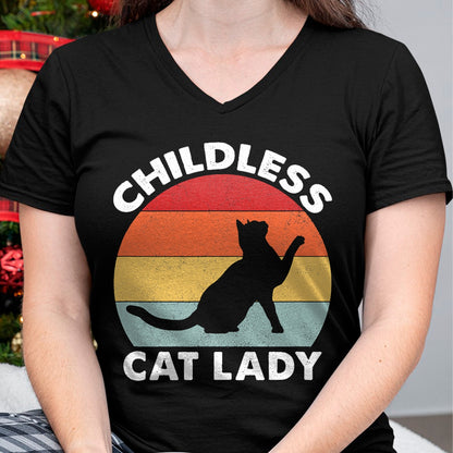 Cat Love Shirt, Funny Cat Lover Gift UnisexT-Shirt/Hoodie/Sweatshirt HLT00 - Vintage Childless Cat Lady T-Shirt