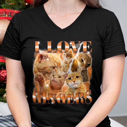 Cat Love Shirt, Funny Cat Lover Gift UnisexT-Shirt/Hoodie/Sweatshirt HLT00 - I Love Gingers Funny Orange Cat Cat Meme Kitty Cat Lovers T-Shirt