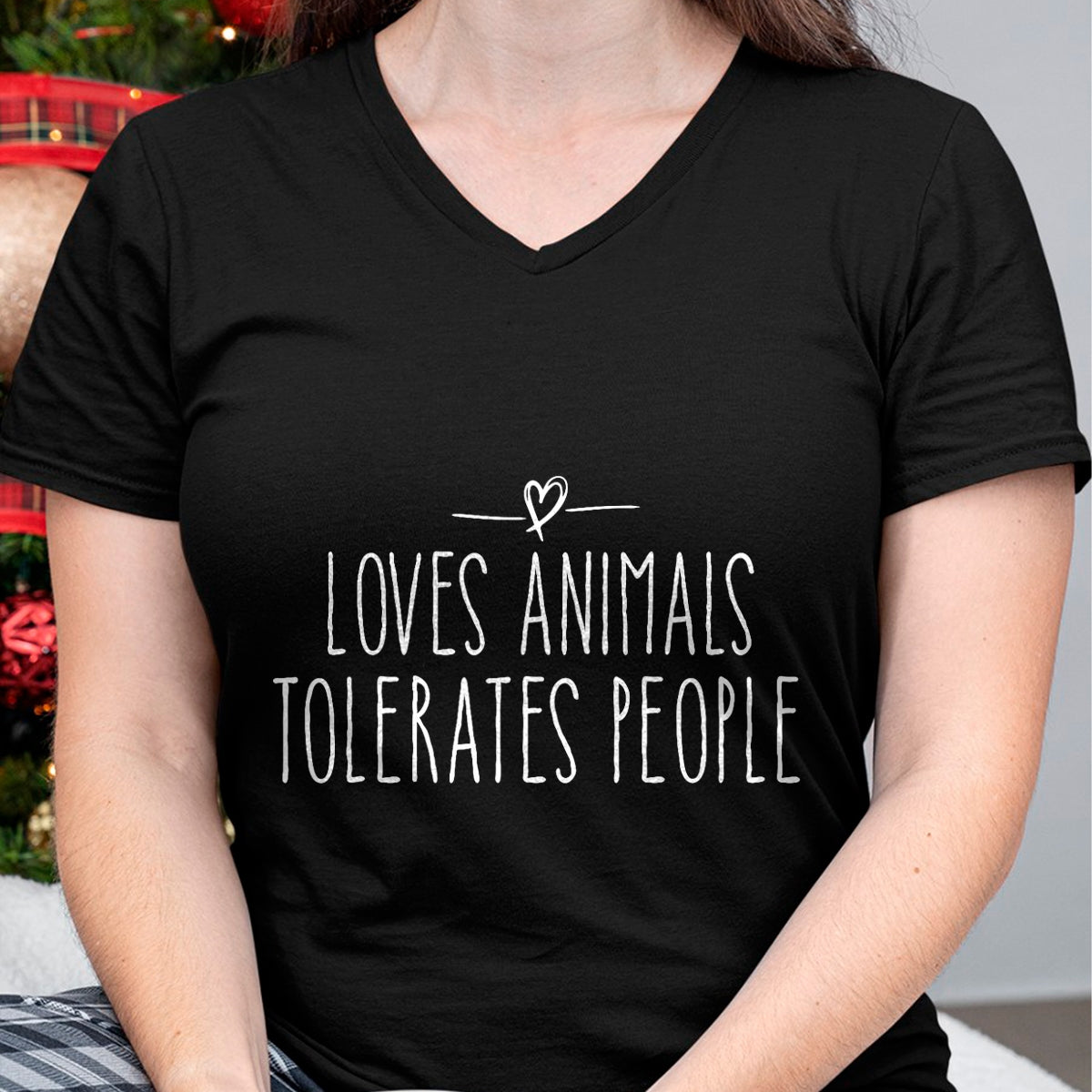 Cat Love Shirt, Funny Cat Lover Gift UnisexT-Shirt/Hoodie/Sweatshirt HLT00 - loves animals tolerates people quote Cat Lover & Dog Love T-Shirt