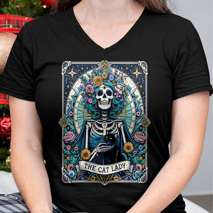 Cat Love Shirt, Funny Cat Lover Gift UnisexT-Shirt/Hoodie/Sweatshirt HLT00 - The Cat Lady Tarot Card Skeleton Cat Mom Cat Lover T-Shirt