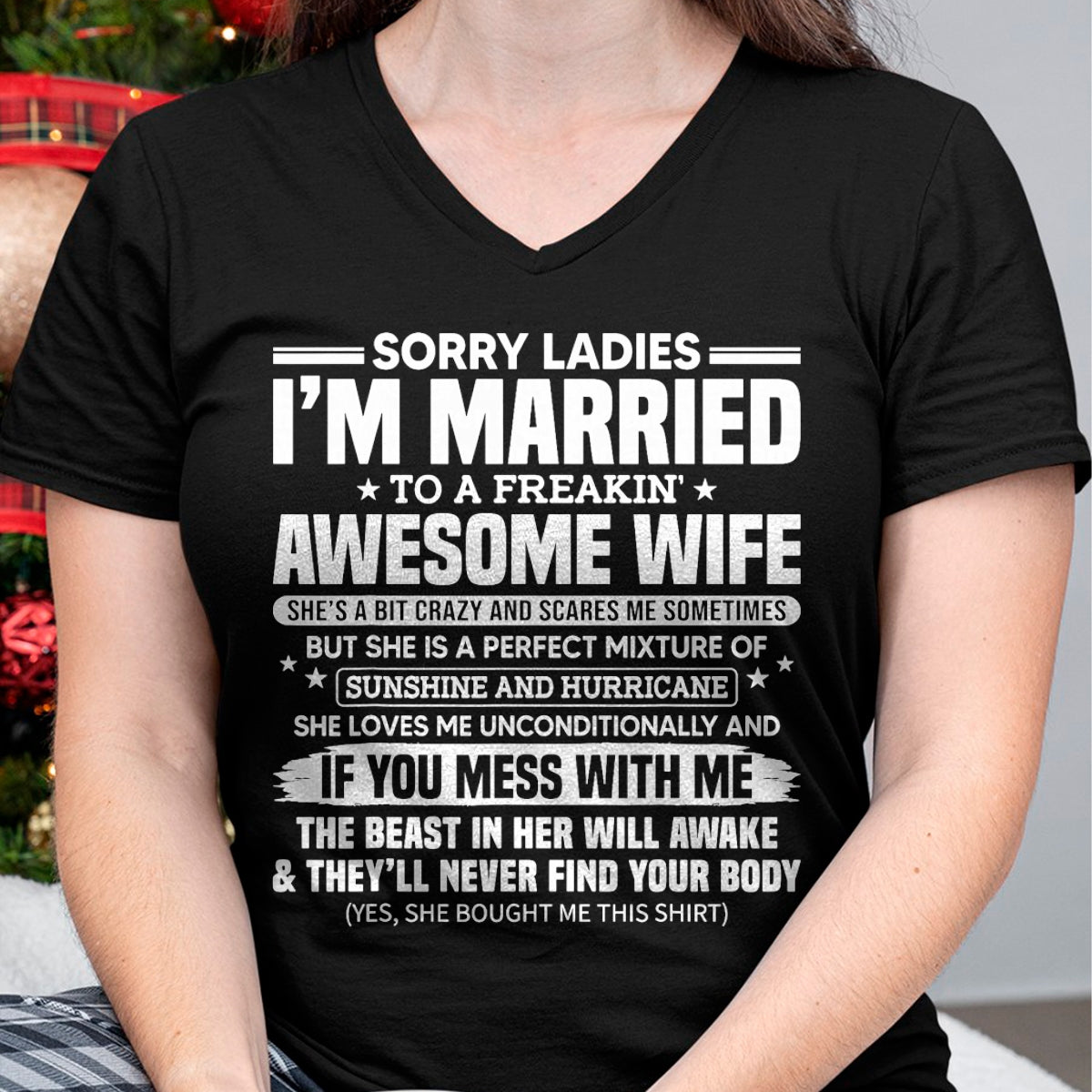 Best Husband Shirt, Wife and Husband Unisex T-Shirt/Hoodie/Sweatshirt HLT00 - Sorry Ladies I_m Married To A Freakin_ Awesome Wife Gift T-Shirt