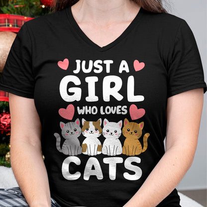 Cat Love Shirt, Funny Cat Lover Gift UnisexT-Shirt/Hoodie/Sweatshirt HLT00 - Cat Just A Girl Who Loves Cats T-Shirt (2)