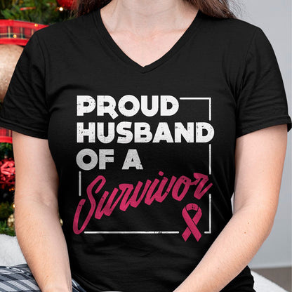 Best Husband Shirt, Wife and Husband Unisex T-Shirt/Hoodie/Sweatshirt HLT00 - Proud Husband of Survivor Breast Cancer Awareness Men Gift T-Shirt