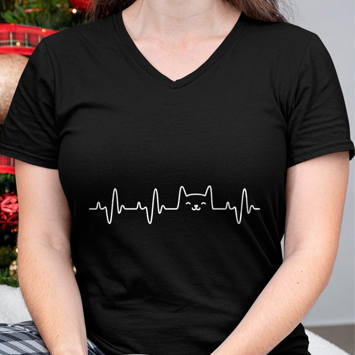 Cat Love Shirt, Funny Cat Lover Gift UnisexT-Shirt/Hoodie/Sweatshirt HLT00 - Cat Heartbeat Love Cats Women_s Girls Cat Lover T-Shirt (1)