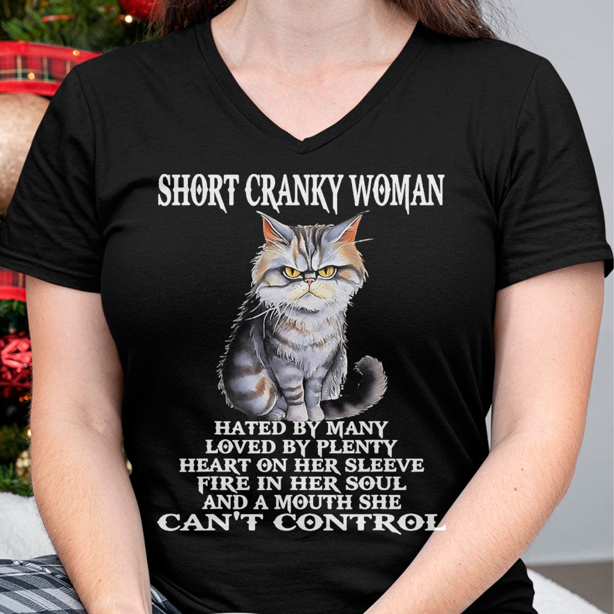 Cat Love Shirt, Funny Cat Lover Gift UnisexT-Shirt/Hoodie/Sweatshirt HLT00 - Cat Short Cranky Woman Hated By Many Loved By Plenty T-Shirt