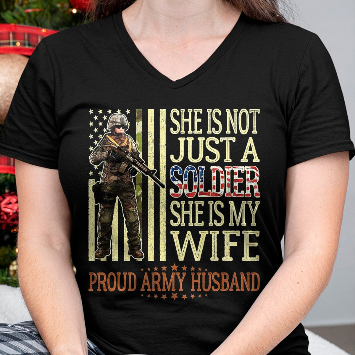 Best Husband Shirt, Wife and Husband Unisex T-Shirt/Hoodie/Sweatshirt HLT00 - She is Not Just A Soldier She is My Wife Proud Army Husband T-Shirt, Men, Black, 3X-Large