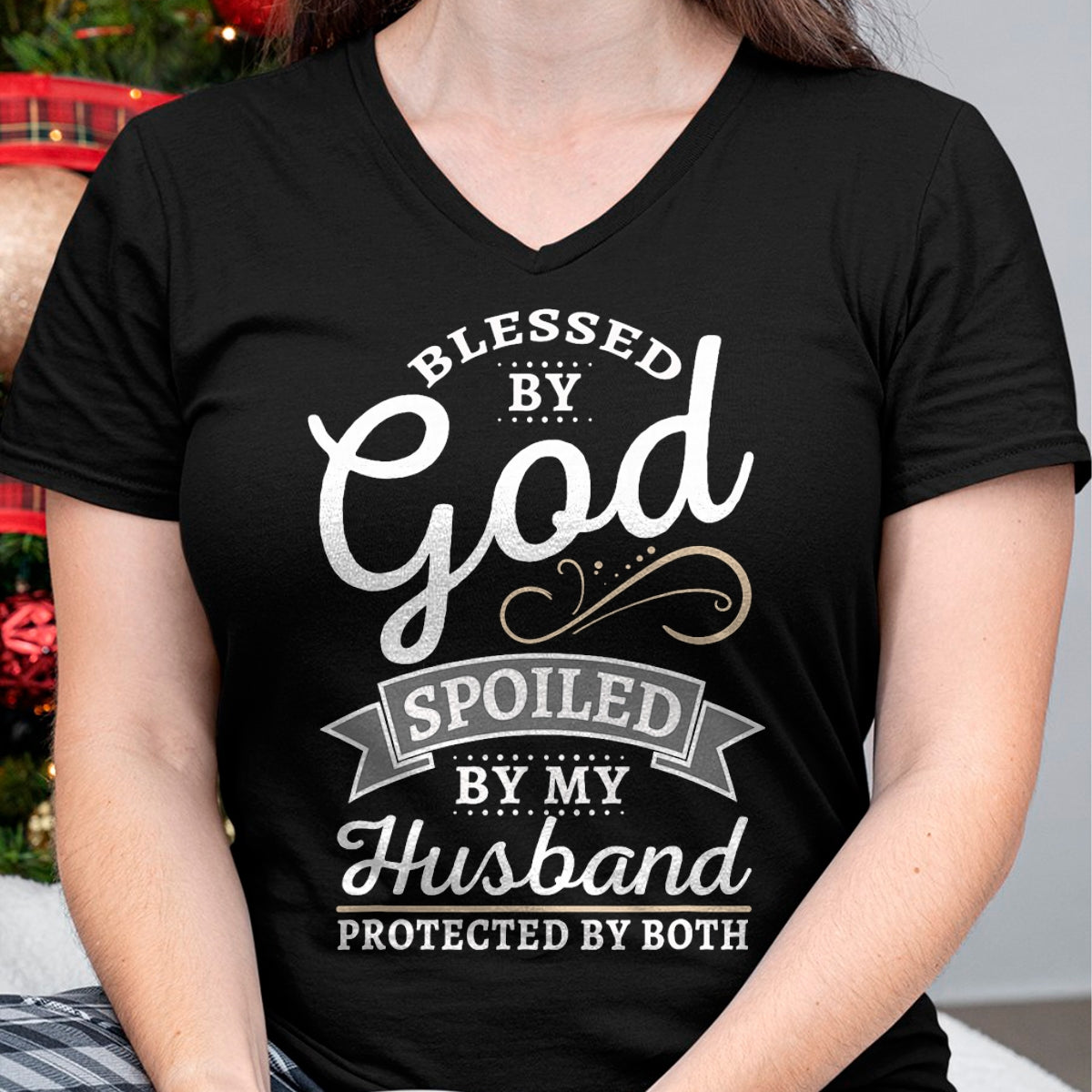 Best Husband Shirt, Wife and Husband Unisex T-Shirt/Hoodie/Sweatshirt HLT00 - Blessed by God and Spoiled by My Husband T Shirt T-Shirt