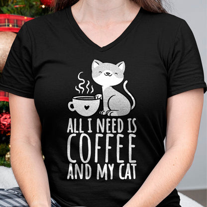 Cat Love Shirt, Funny Cat Lover Gift UnisexT-Shirt/Hoodie/Sweatshirt HLT00 - All I Need is Coffee and My Cat, Coffee Men and Women T-Shirt