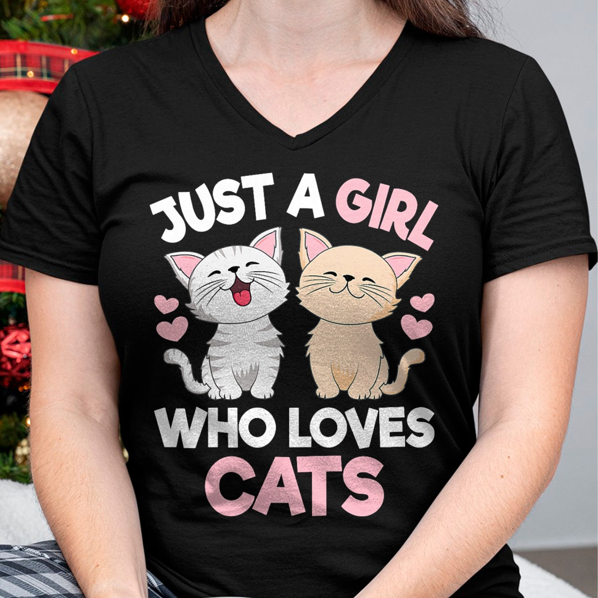 Cat Love Shirt, Funny Cat Lover Gift UnisexT-Shirt/Hoodie/Sweatshirt HLT00 - Just A Girl Who Loves Cats Cute Cat Lover Kitty Girls Kids T-Shirt (1)