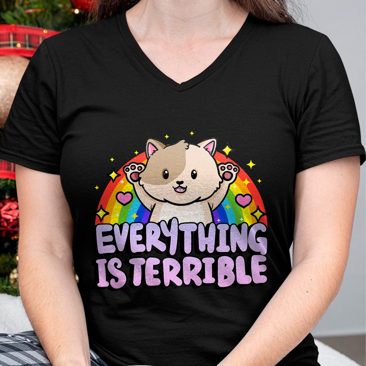 Cat Love Shirt, Funny Cat Lover Gift UnisexT-Shirt/Hoodie/Sweatshirt HLT00 - Everything is Terrible Sarcasm Rainbow Kitten Cute Cat T-Shirt
