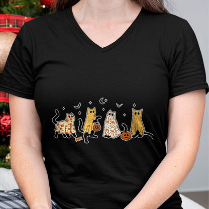 Cat Love Shirt, Funny Cat Lover Gift UnisexT-Shirt/Hoodie/Sweatshirt HLT00 - Cute Black Cats in Ghost Costume Women and Men Halloween T-Shirt, Women, Black, Medium